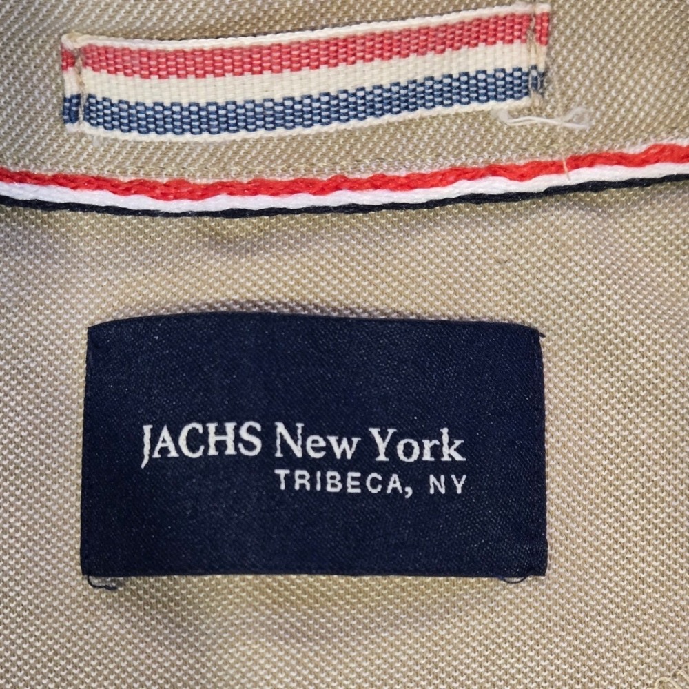 Jachs New York Mens Knit Oxford Shirt Beige Short Sleeve Button Down Size XL - Picture 3 of 9
